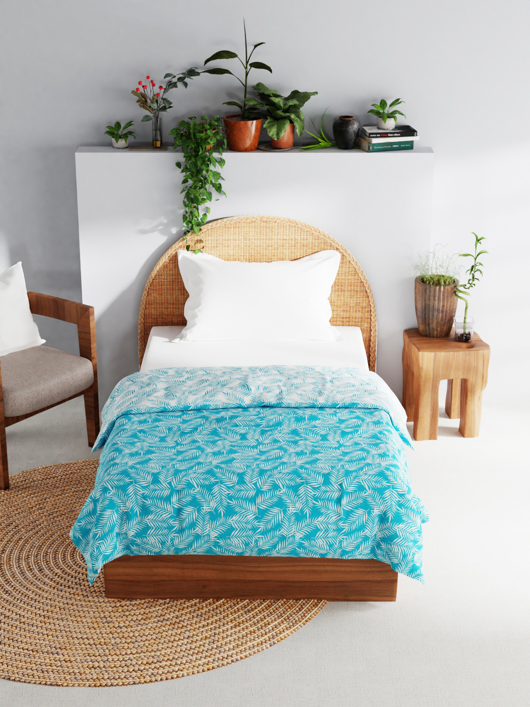 

BIANCA Grey & Off White Floral AC Room 150 GSM Cotton Single Bed Dohar