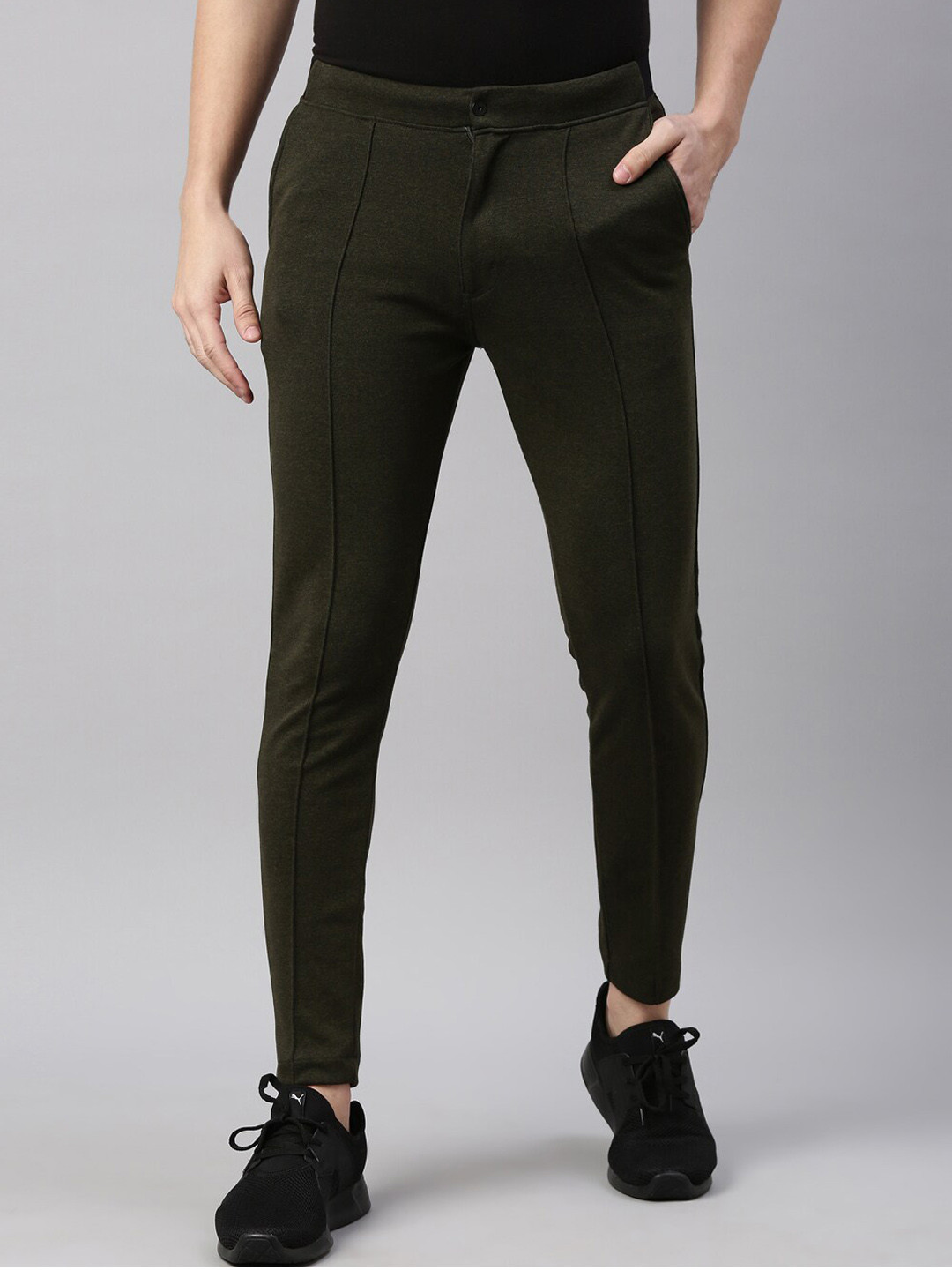 

Proline Active Men Olive Green Solid Slim-Fit Joggers