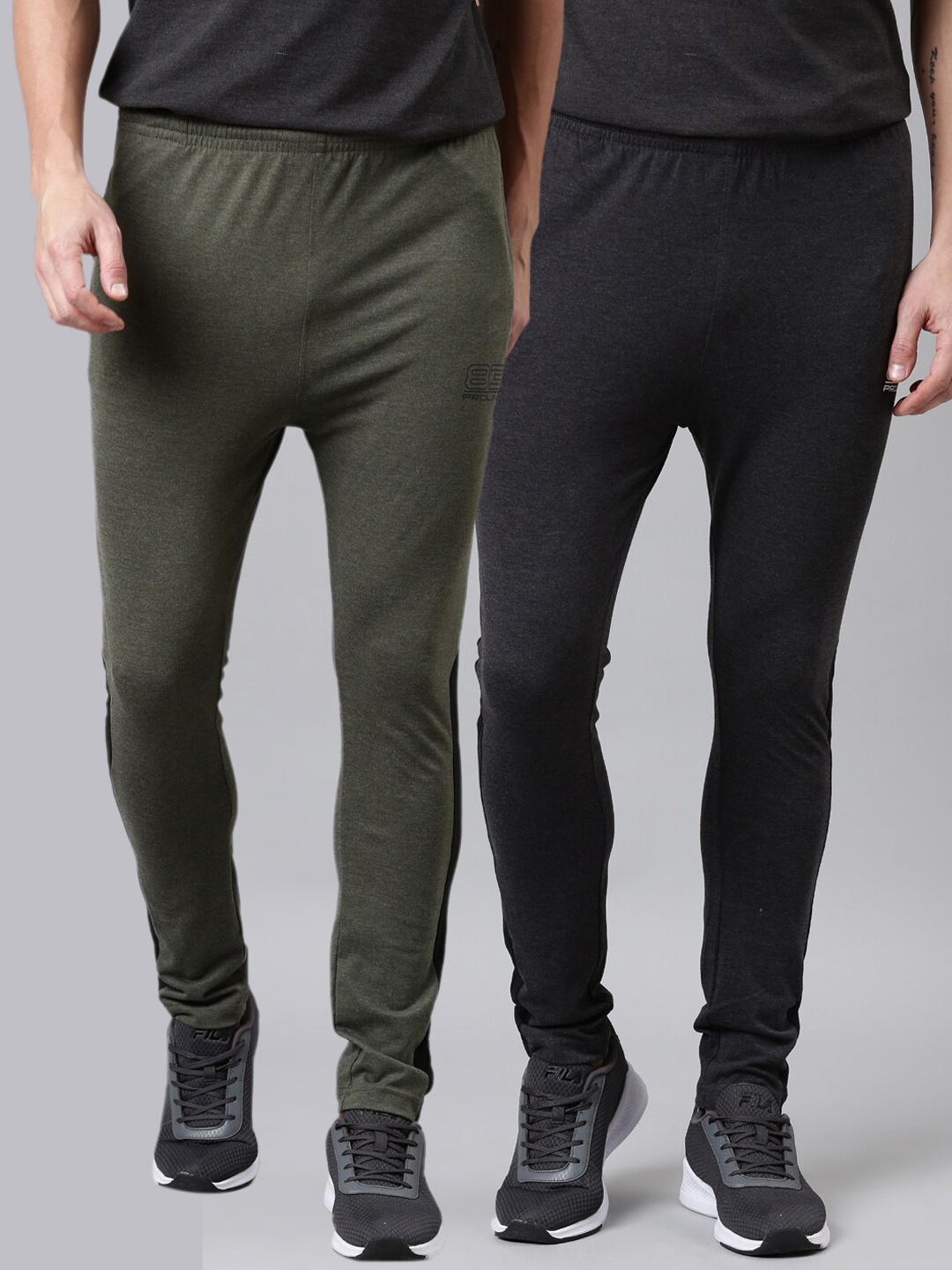 

Proline Active Men Pack of 2 Olive Green & Charcoal Black Anti-microbial Cotton Joggers