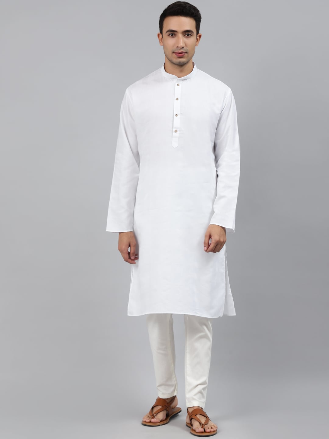 

MANQ Men White Solid Kurta