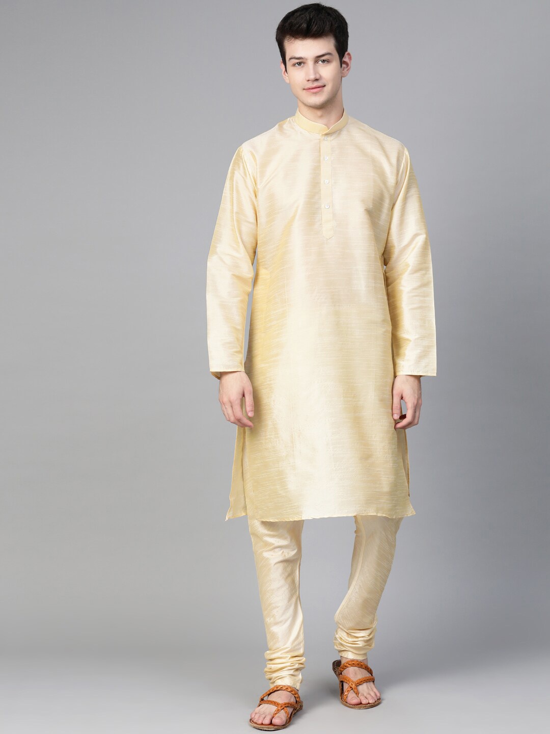 

MANQ Men Beige Kurta with Churidar