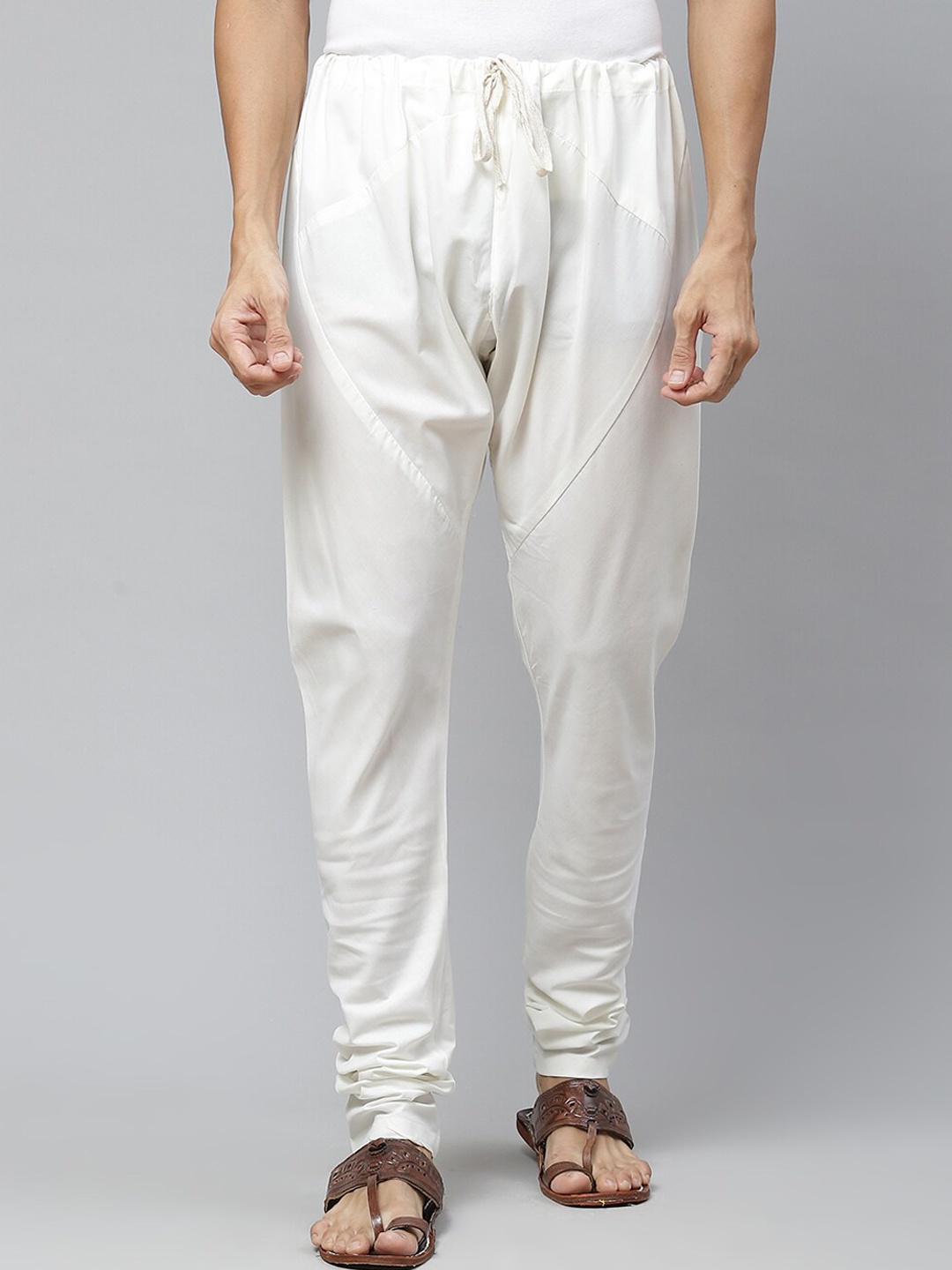 

MANQ Men Cream Solid Pure Cotton Pyjamas