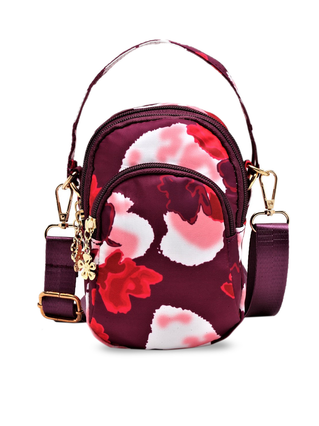 

Diva Dale Women Burgundy Abstract Printed Water Resistant Structured Sling Bag