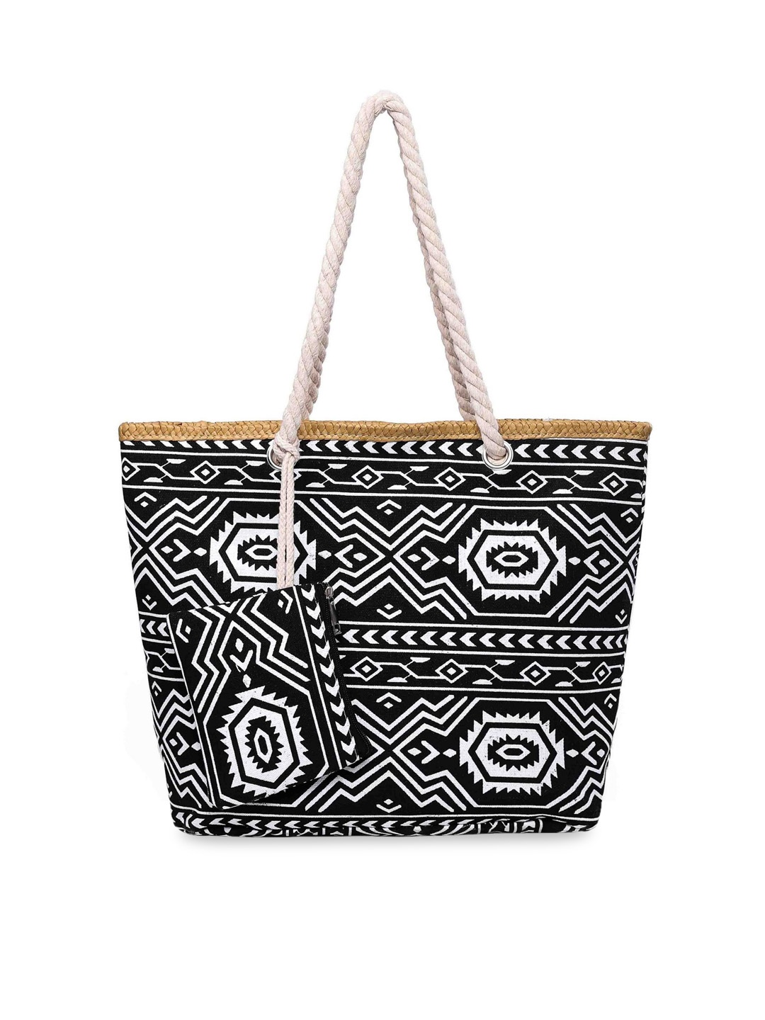 

Diva Dale Women Black Geometric Printed Oversized Structured Water Resistant Tote Bag