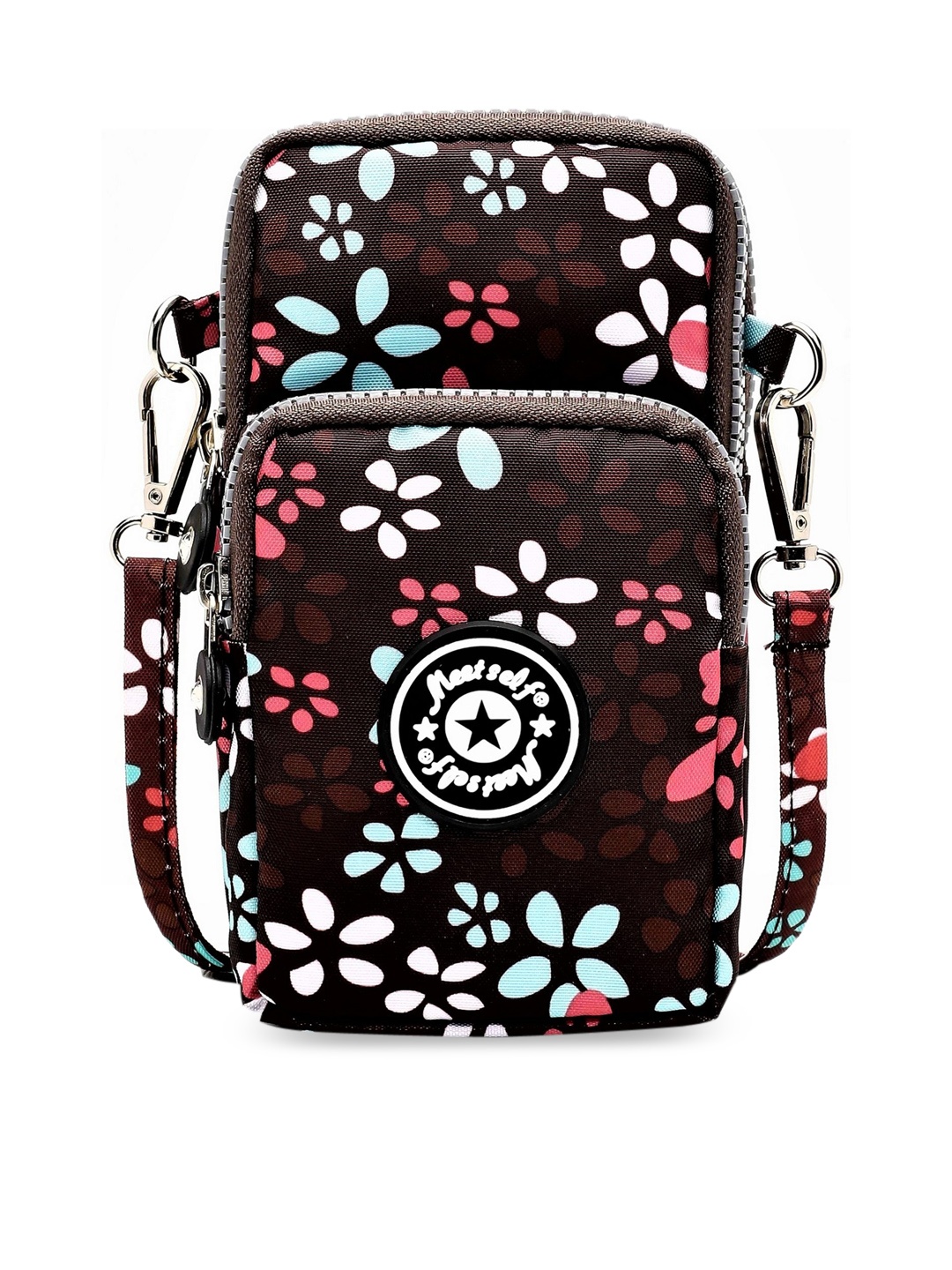 

Diva Dale Multicoloured Floral Printed Shopper Sling Bag with Cut Work, Brown