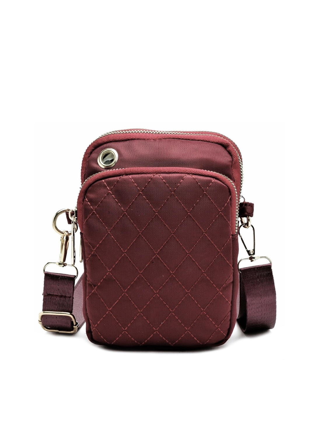 

Diva Dale Maroon Textured Structured Sling Bag With Quilted