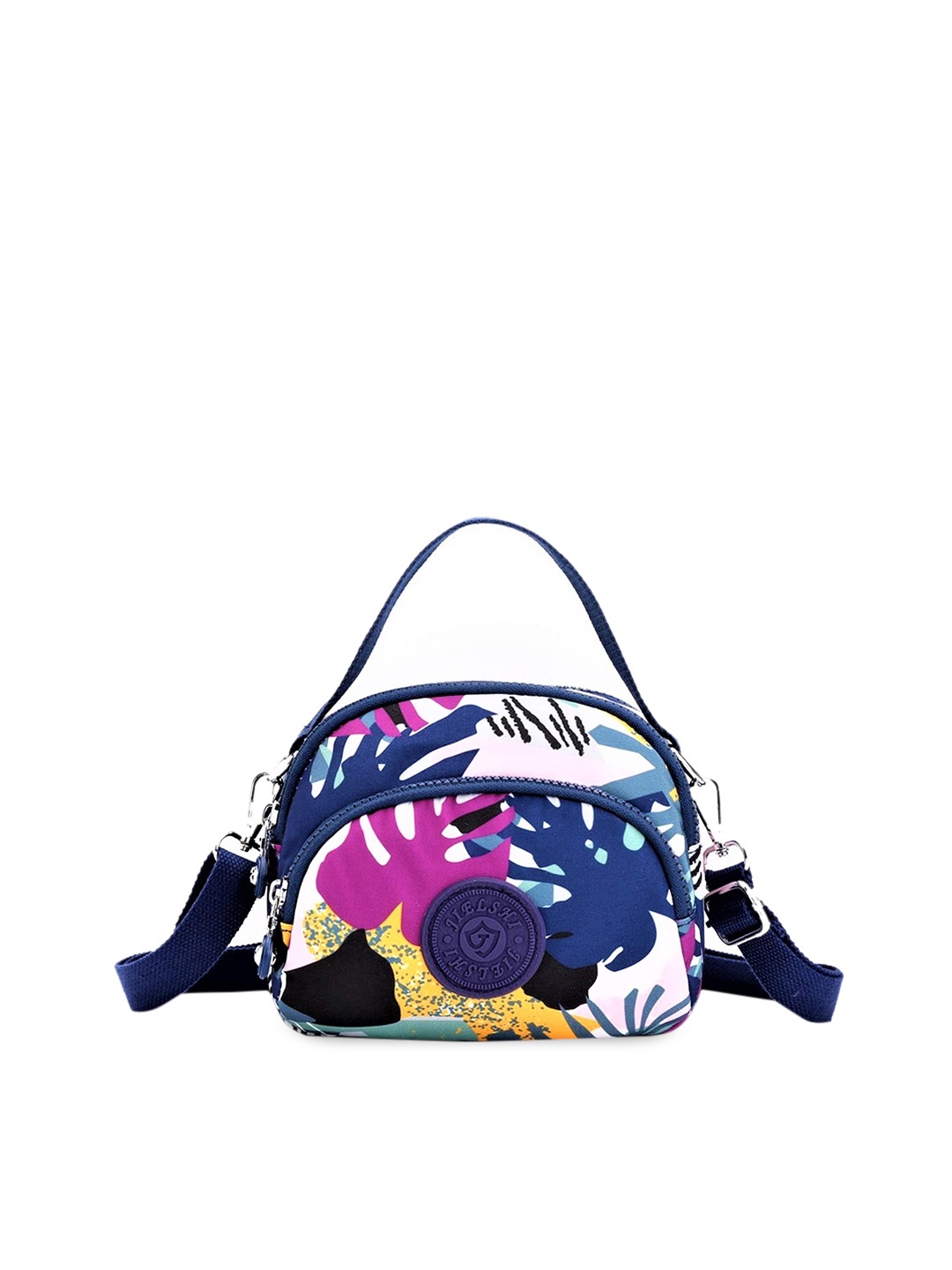 

Diva Dale Multicoloured Printed Structured Sling Bag with Cut Work, Multi