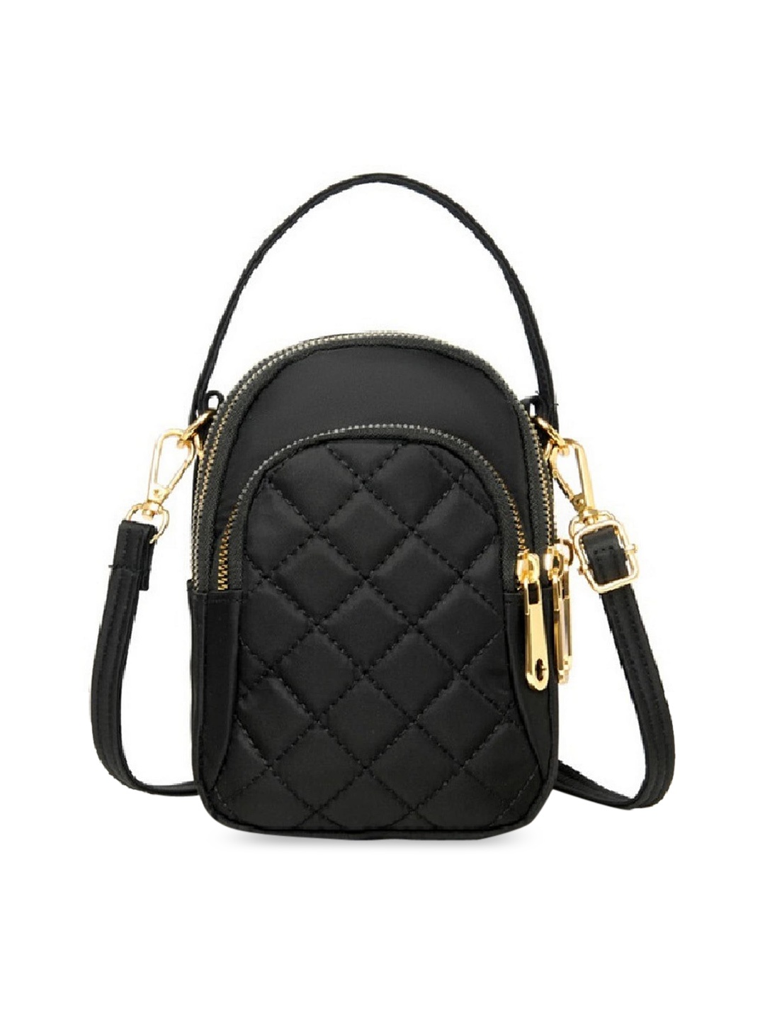 

Diva Dale Black Structured Sling Bag with Quilted