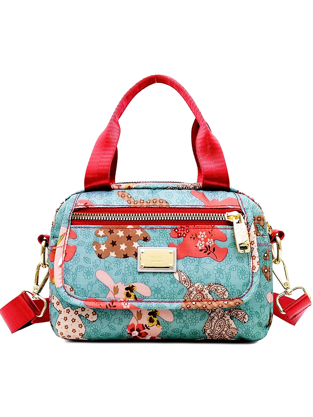 

Diva Dale Women Blue & Red Printed Structured Synthetic Handbag