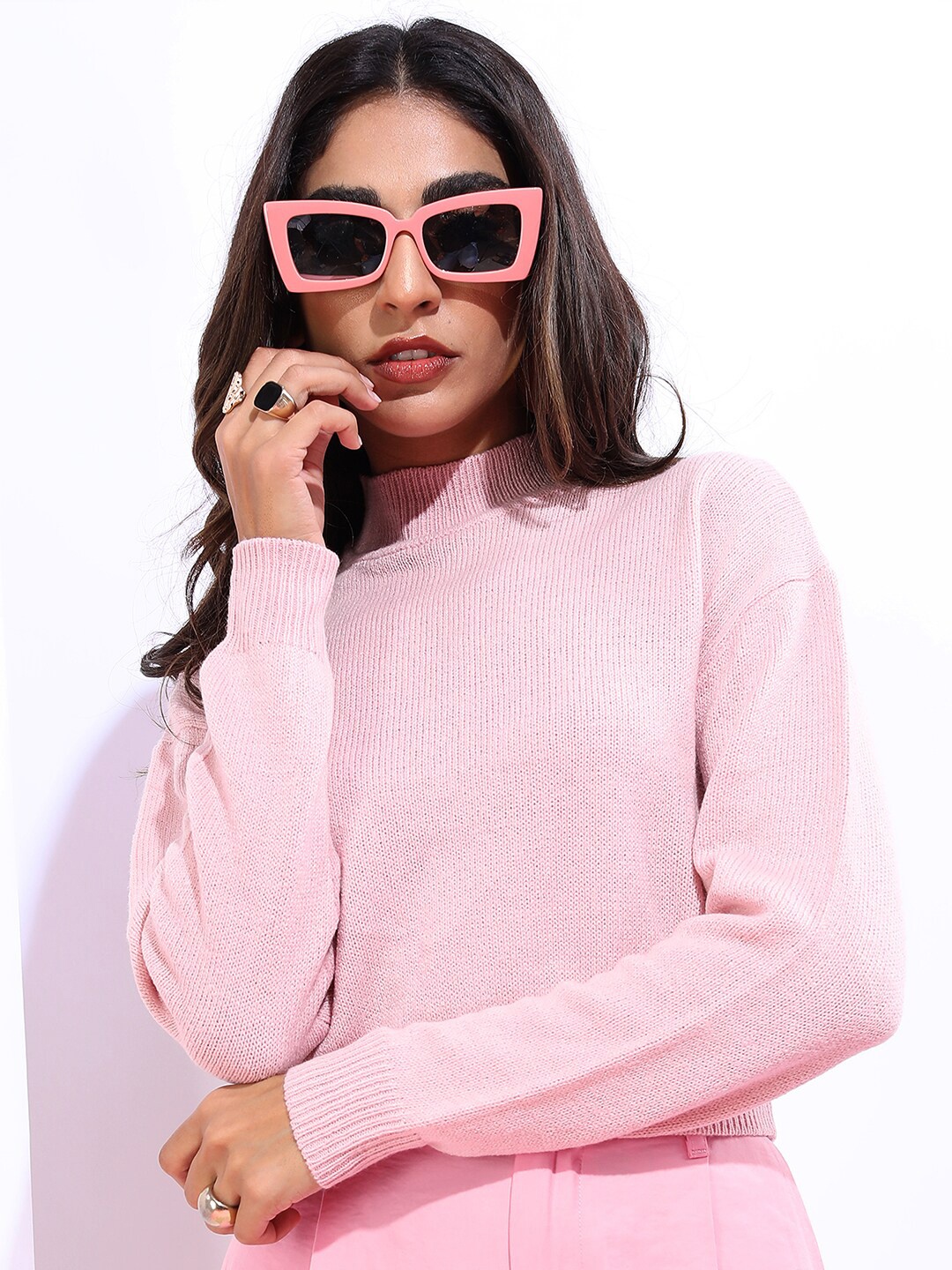 

Basics By Tokyo Talkies Women Pink Pullover
