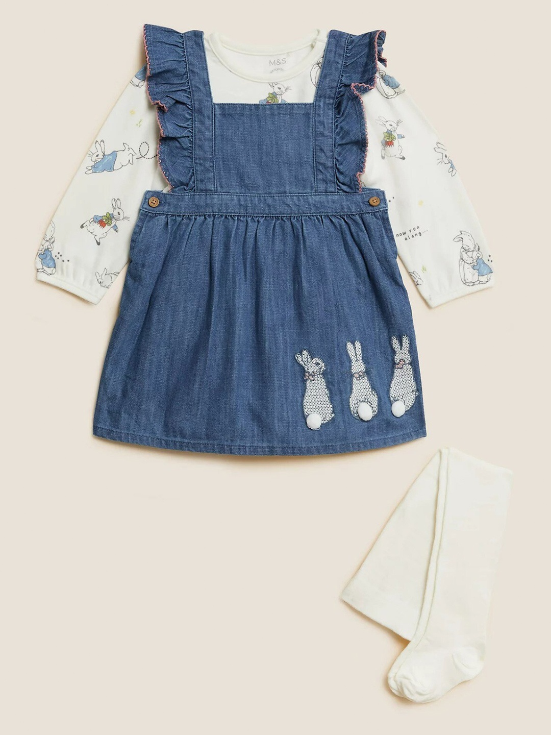 

Marks & Spencer Girls Blue & White Printed T-shirt with Skirt