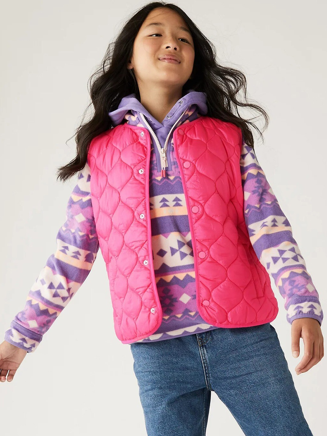 

Marks & Spencer Girls Pink Geometric Lightweight Quilted Jacket