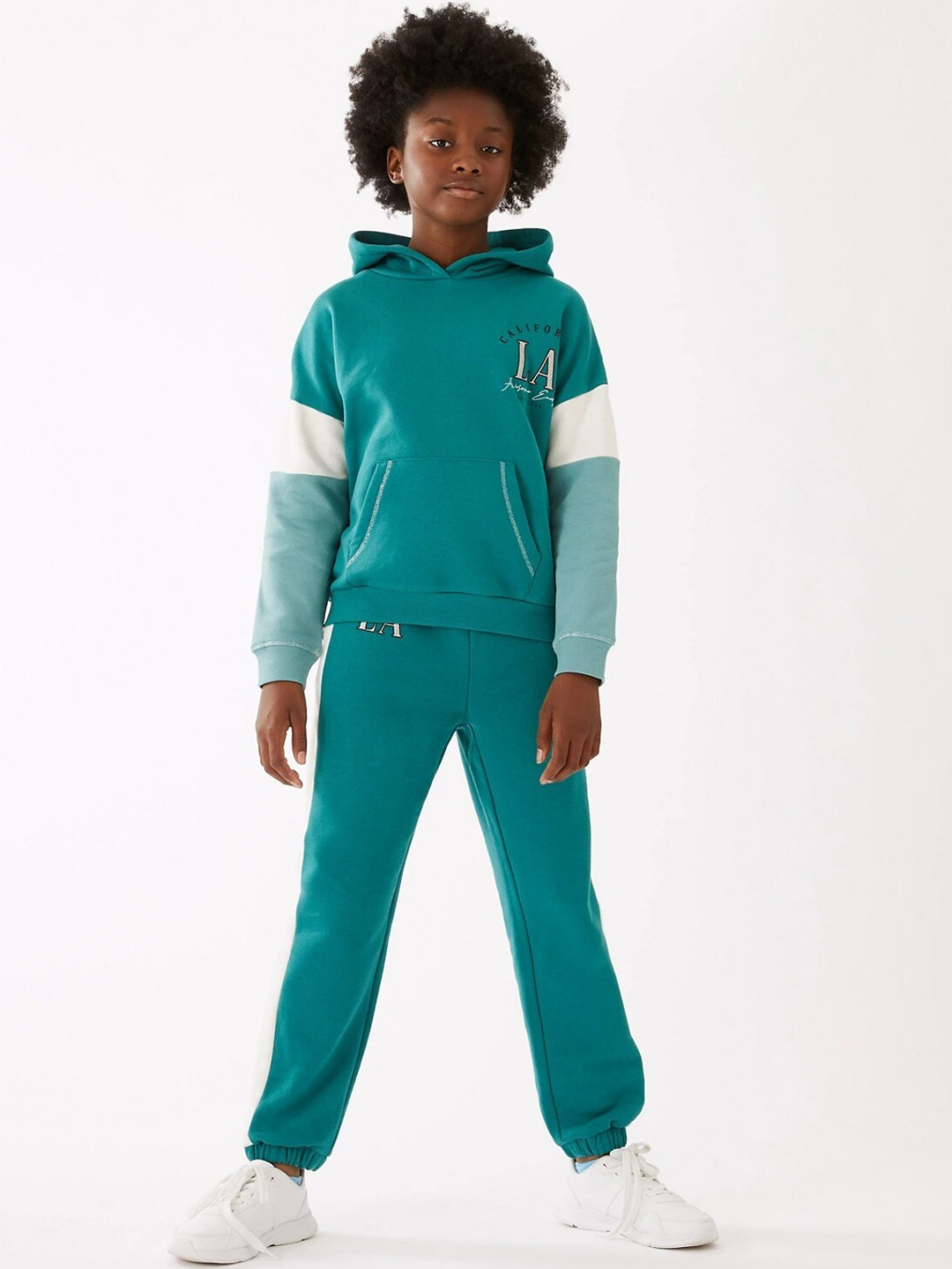 

Marks & Spencer Girls Teal & White Colourblocked Lightweight Bomber Jacket