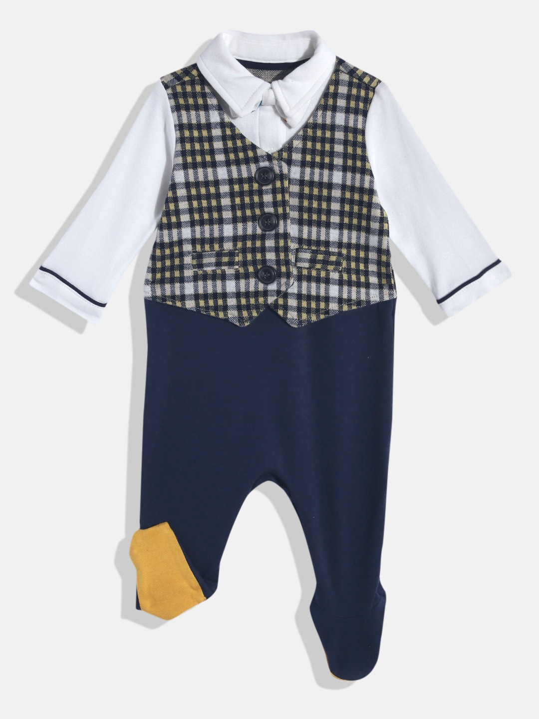 

mothercare Boys Pure Cotton Checked Romper, Grey