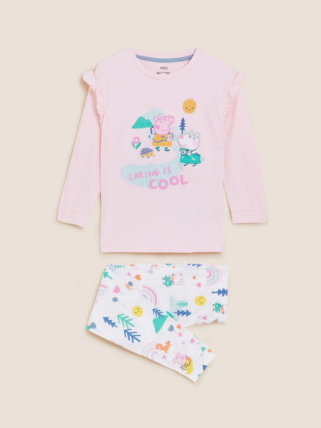 

Marks & Spencer Boys Pink & Green Set Of 2 Printed Night suit