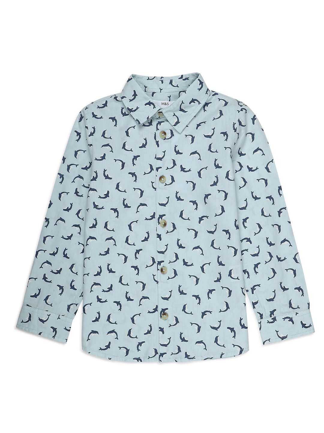

Marks & Spencer Boys Blue Printed Pure Cotton Casual Shirt