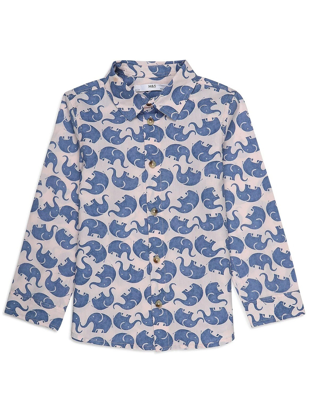 

Marks & Spencer Boys Blue & White Printed Pure Cotton Casual Shirt