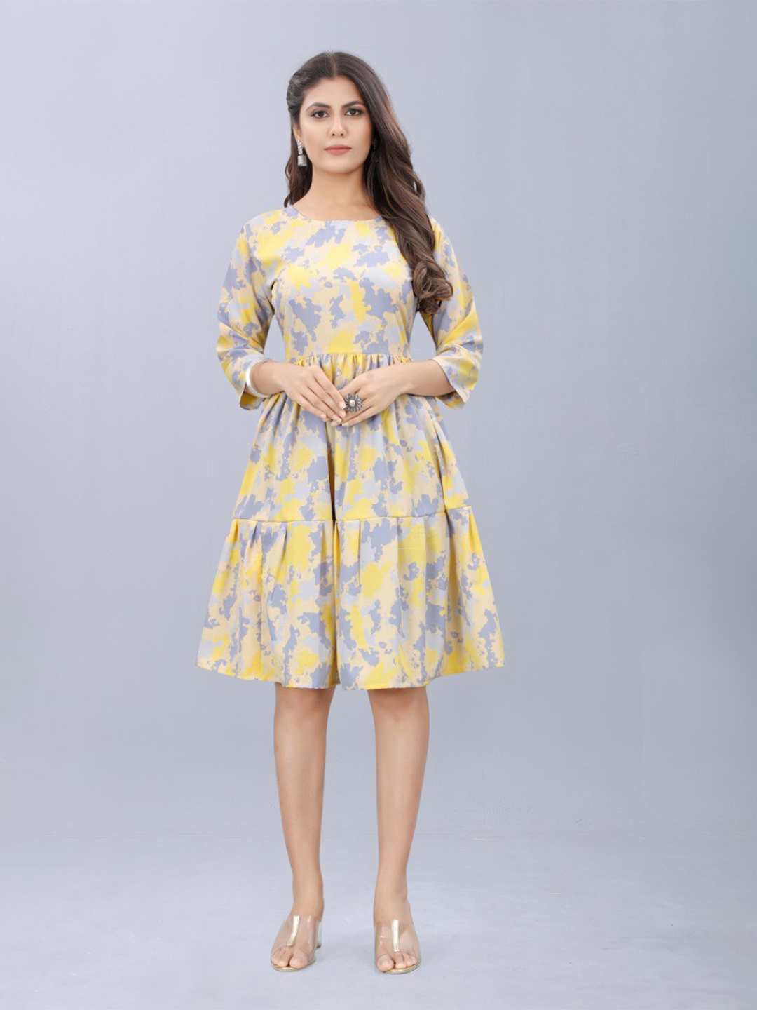 

FAVRIZ Yellow & Grey Organic Cotton Printed Tunic