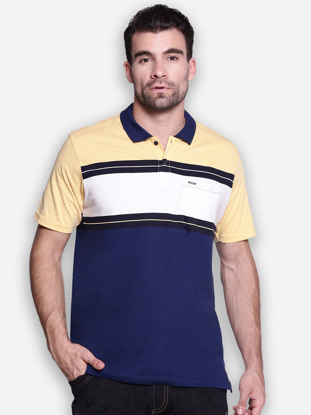 

Proline Active Men Yellow Colourblocked Polo Collar Everfresh T-shirt