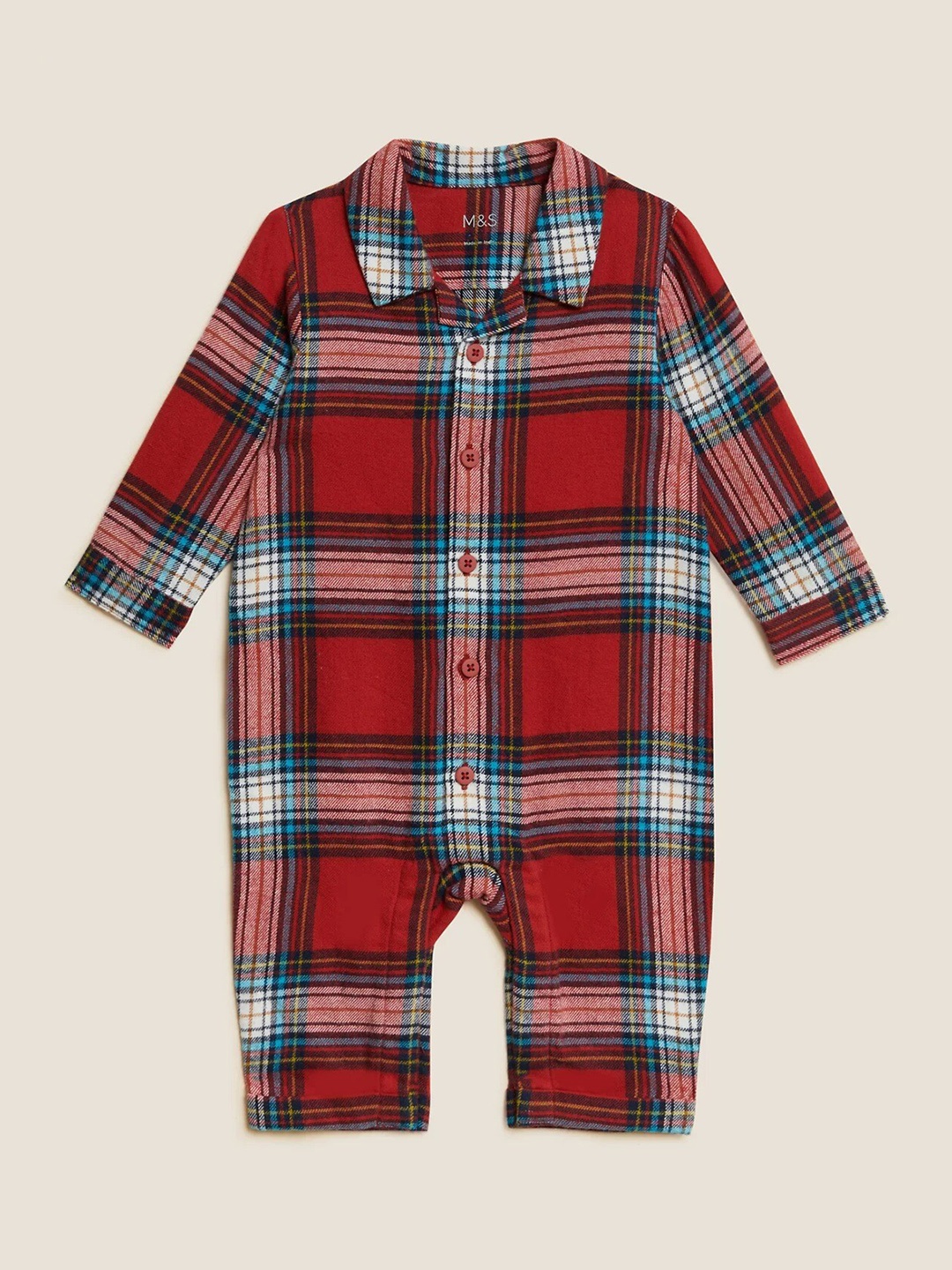 

Marks & Spencer Infants Girls Red Checked Pure Cotton Sleep suit