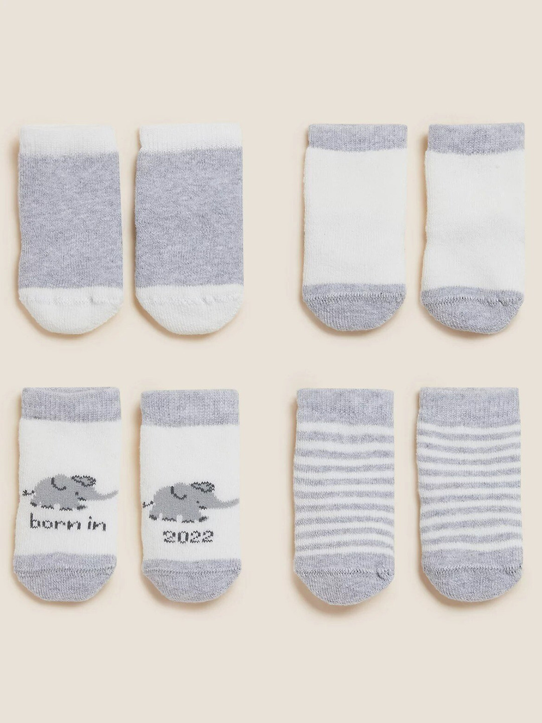 

Marks & Spencer Girls Pack Of 4 Grey & White Patterned Socks