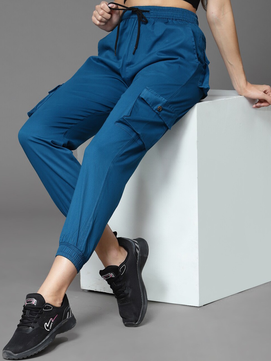 

KASSUALLY Women Teal Comfort Easy Wash Joggers Trousers