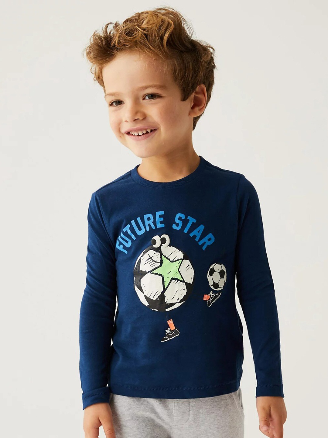 

Marks & Spencer Boys Navy Blue Printed Applique T-shirt