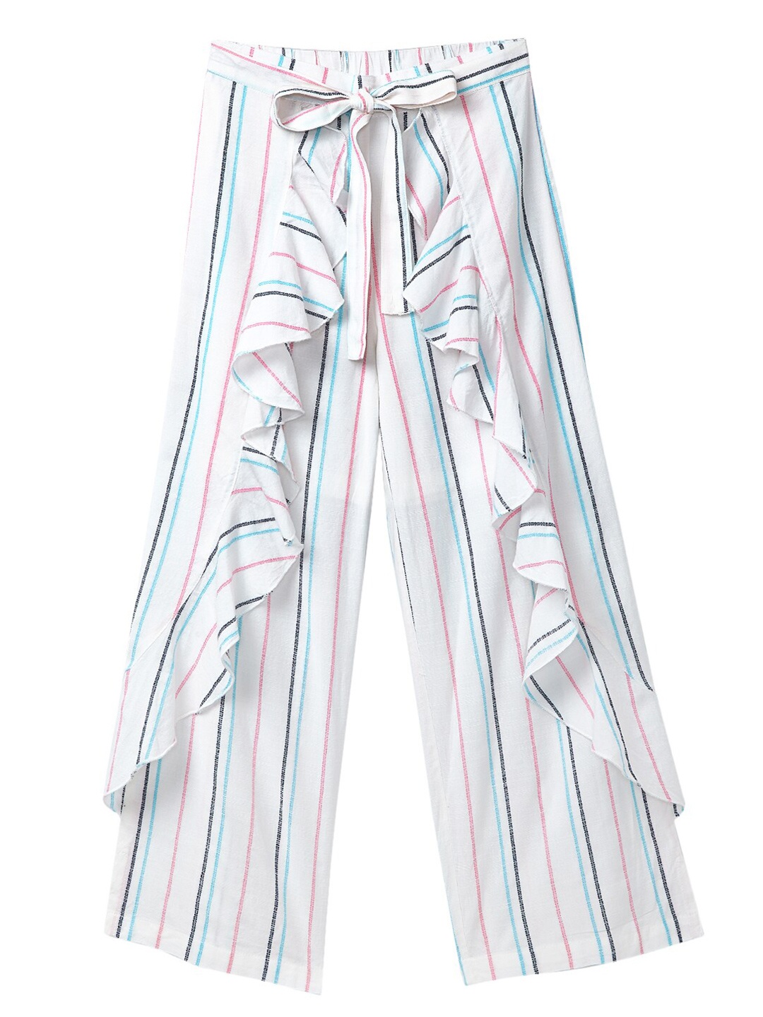 

Cub McPaws Girls White & Blue Striped Palazzos