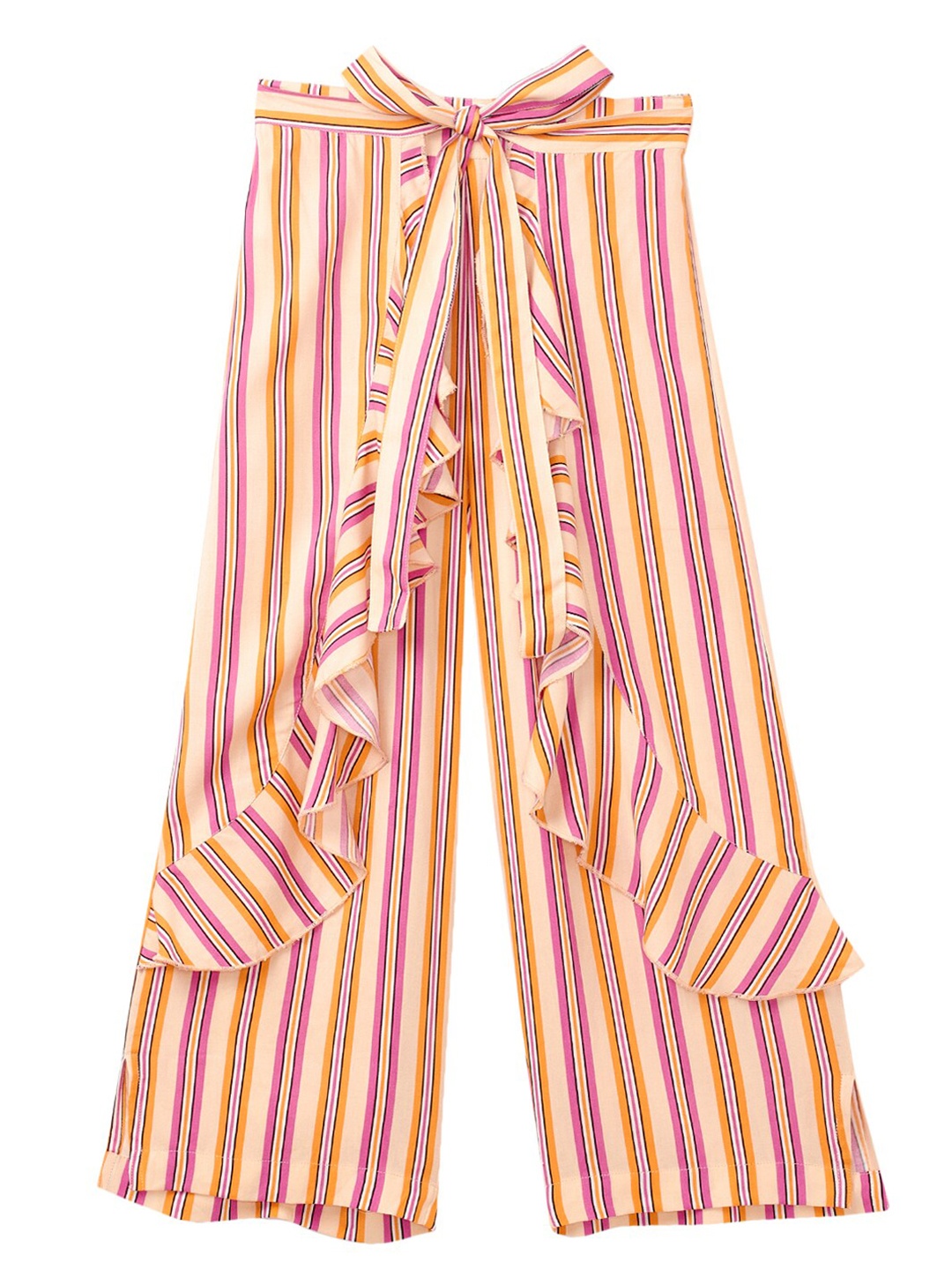 

Cub McPaws Girls Pink & White Striped Palazzos