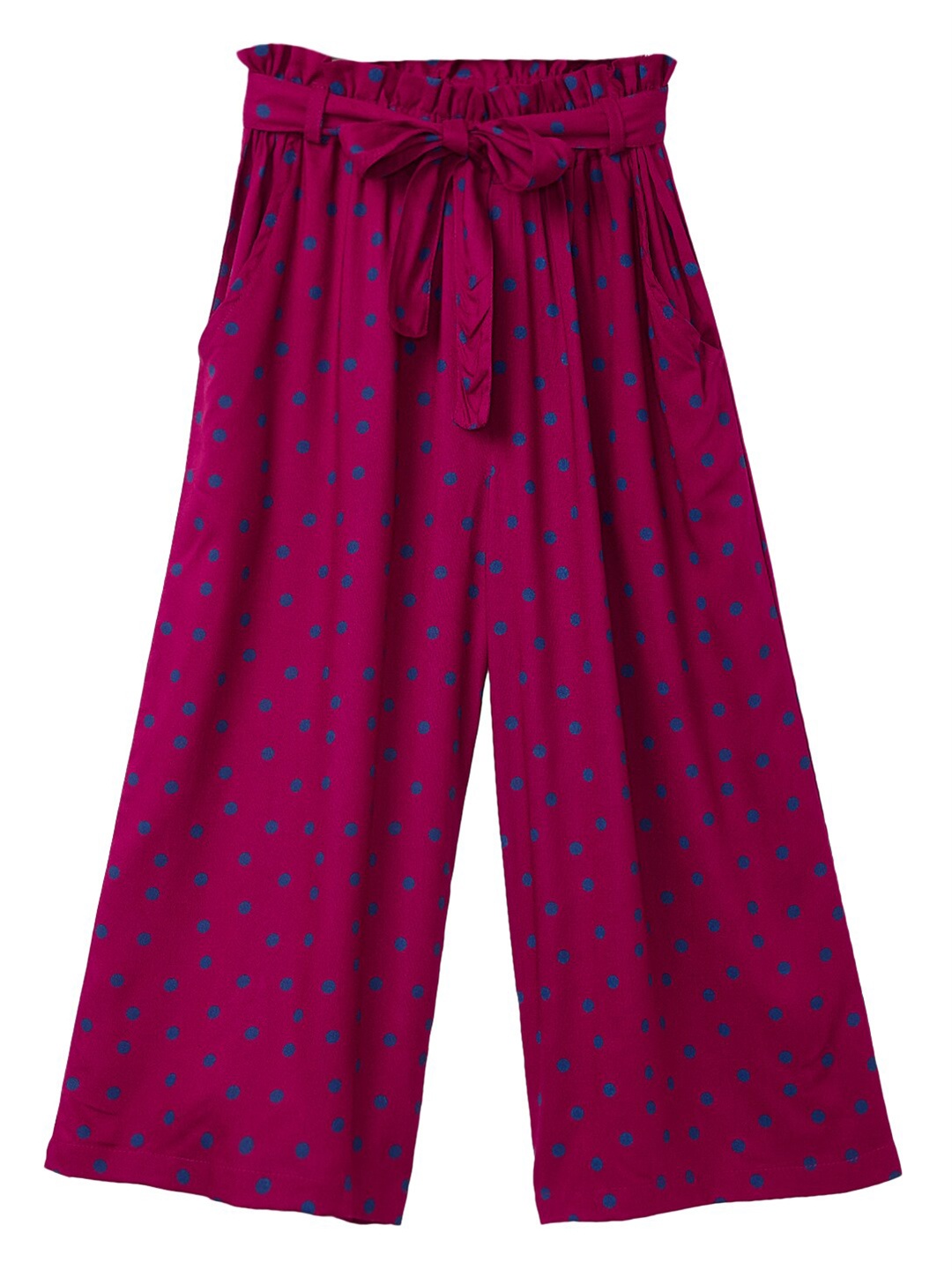 

Cub McPaws Girls Maroon & Blue Printed Palazzos