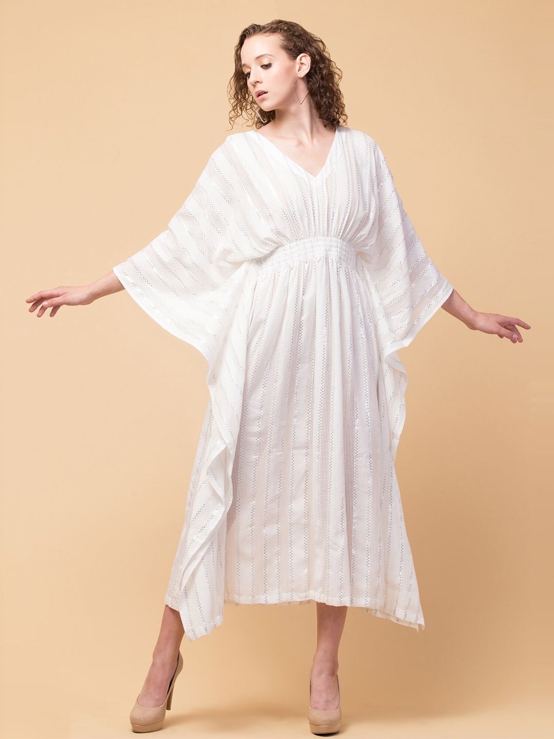 

Hive91 White Kaftan Midi Dress