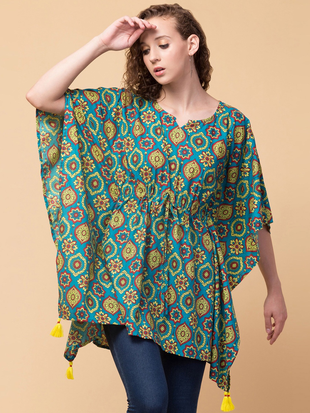 

Hive91 Green Print Kaftan Top