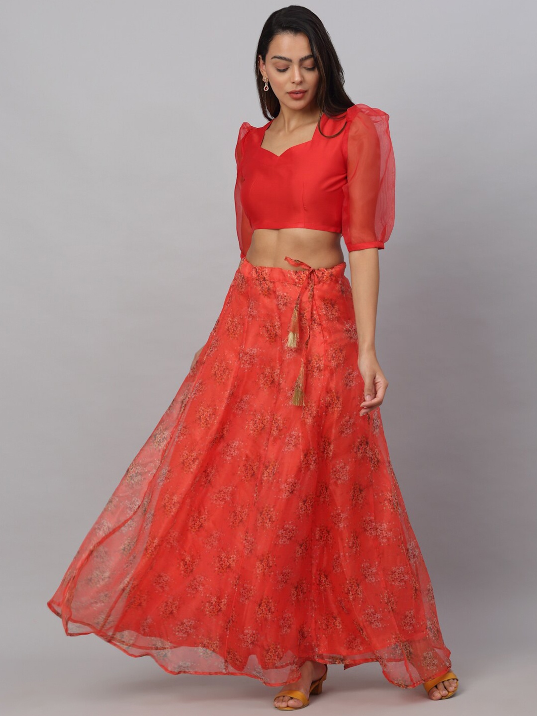 

NEUDIS Orange & Brown Ready to Wear Lehenga & Blouse