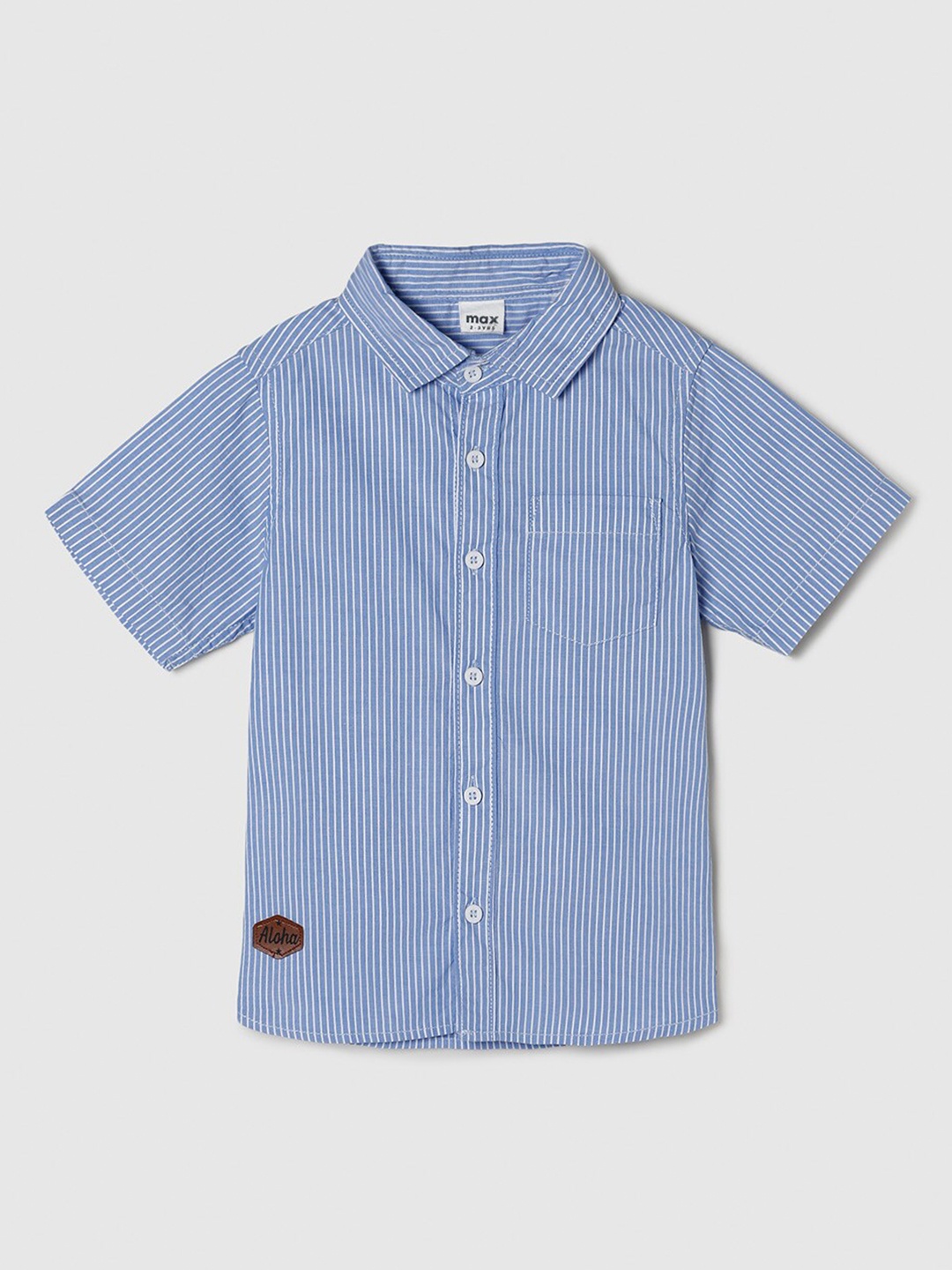 

max Boys Blue Striped Pure Cotton Casual Shirt