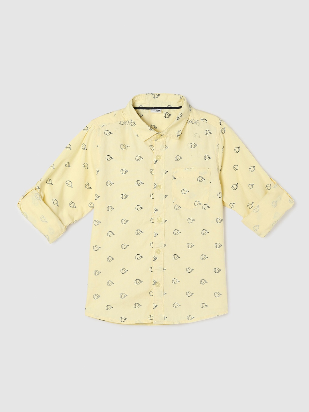 

max Boys Yellow Printed Pure Cotton Casual Shirt