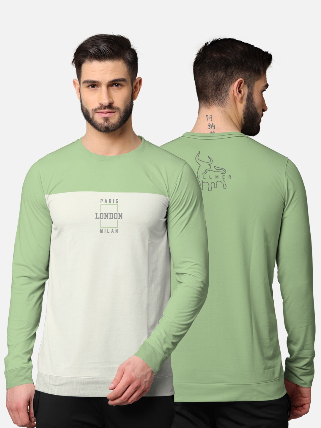 

BULLMER Men Green Colourblocked Cotton T-shirt