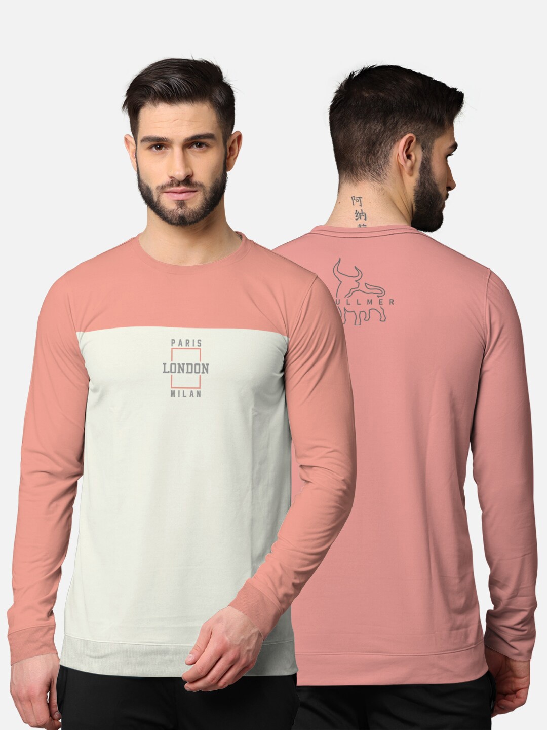 

BULLMER Men Pink Colourblocked Cotton T-shirt