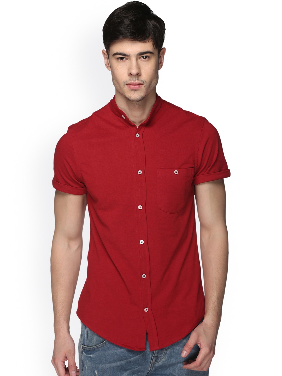 

Club York Men Red Regular Fit Solid Casual Shirt