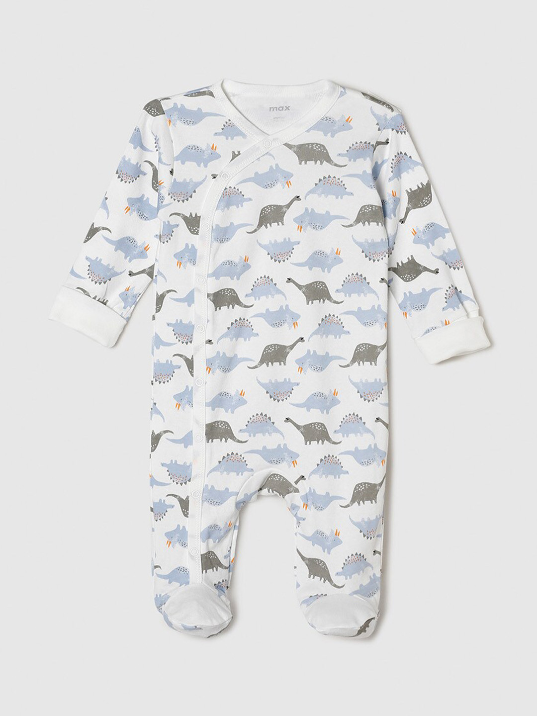 

max Infant Boys White Printed Cotton Sleepsuit