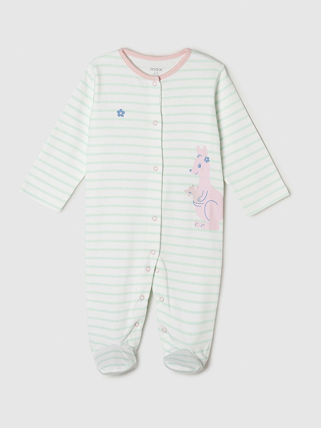 

max Infants Striped Cotton Sleepsuit, Multi