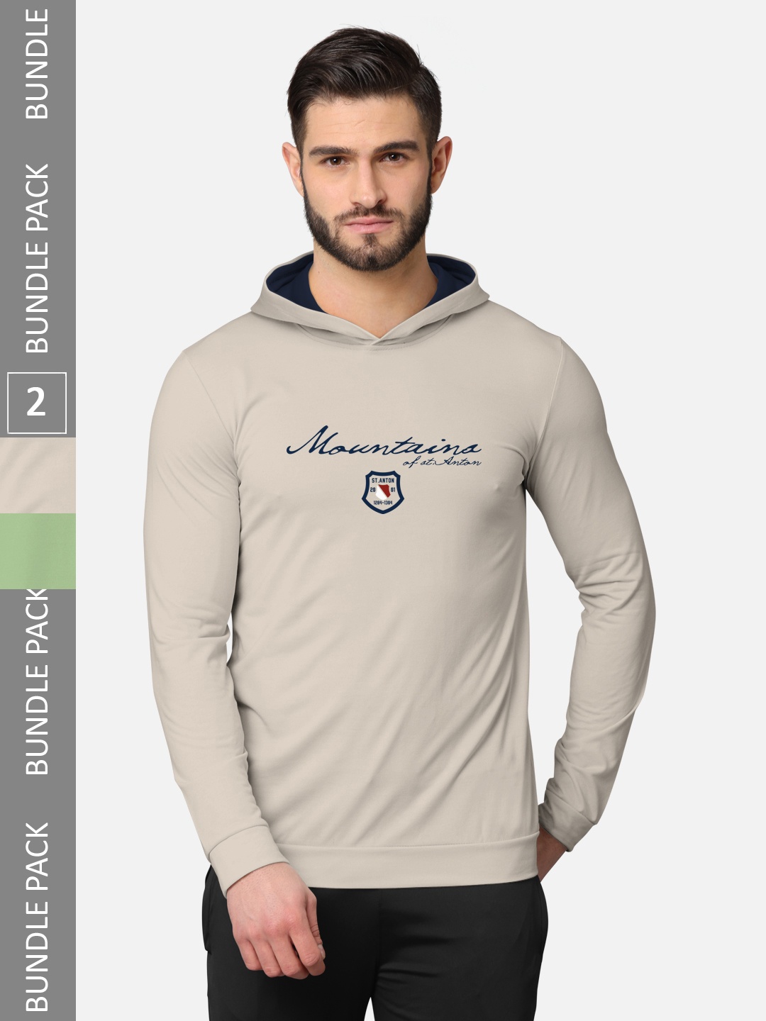 

BULLMER Men Pack of 2 Beige & Green Long Sleeves T-shirt