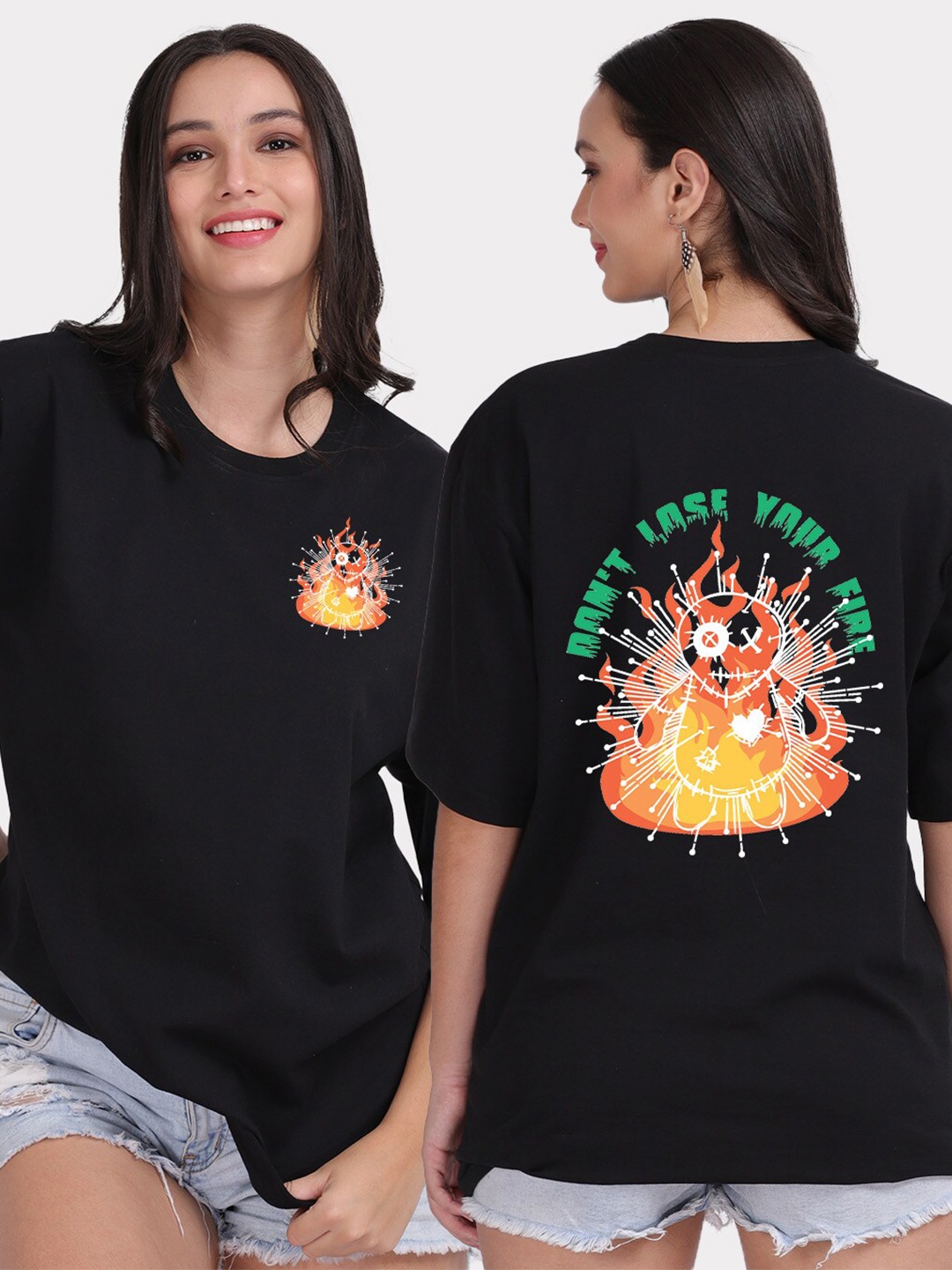 

Mad Over Print Graphic Printed Oversized Cotton T-shirt, Black