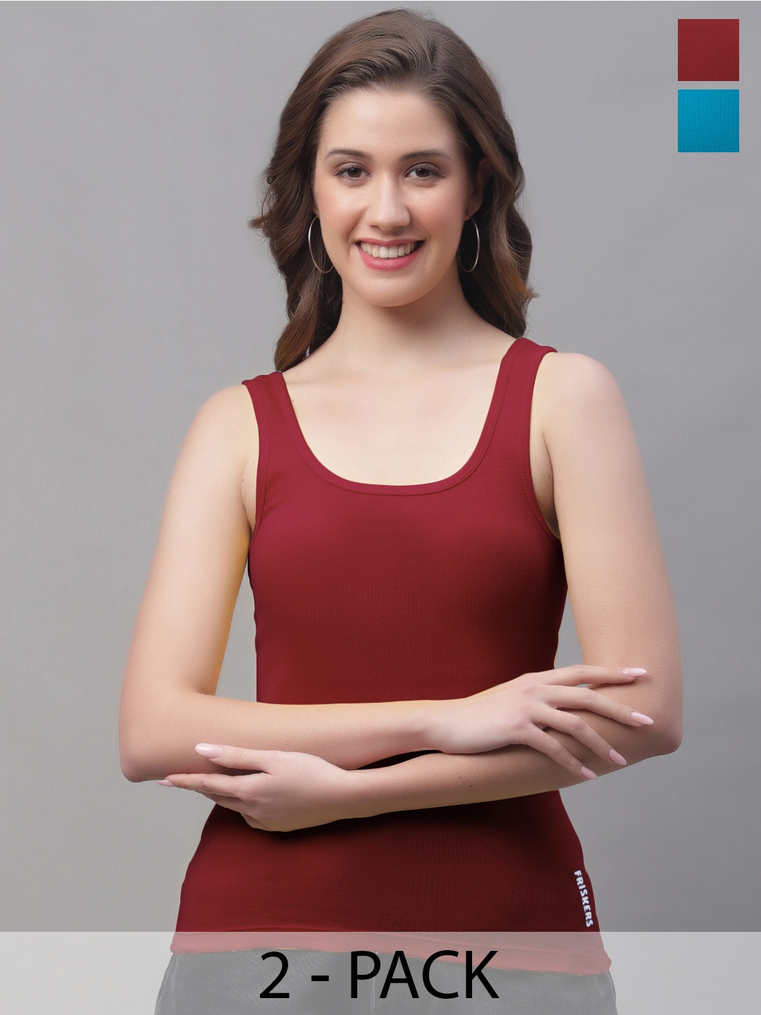 

Friskers Pack of 2 Maroon & Blue Tank Top