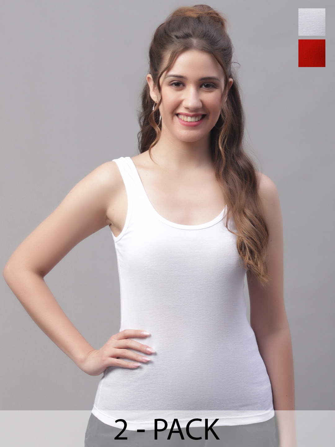 

Friskers Pack of 2 White & Red Tank Top