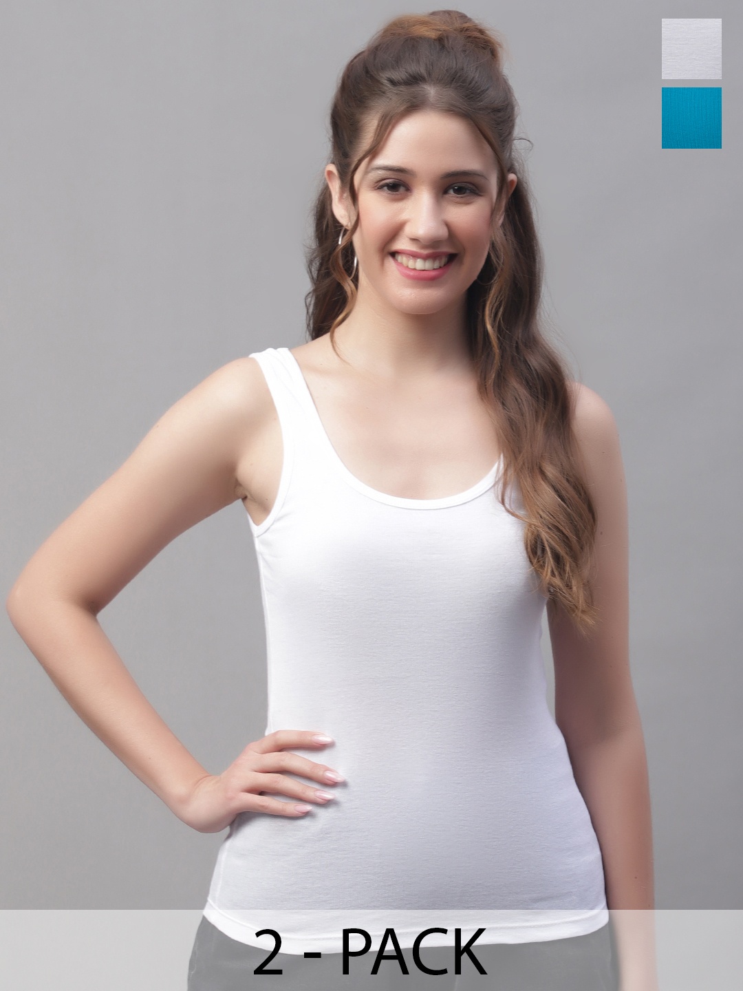 

Friskers Pack of 2 White & Blue Tank Top