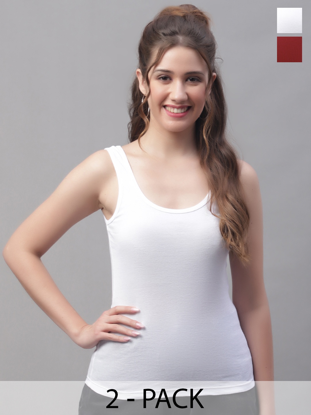 

Friskers Pack of 2 White & Maroon Tank Top