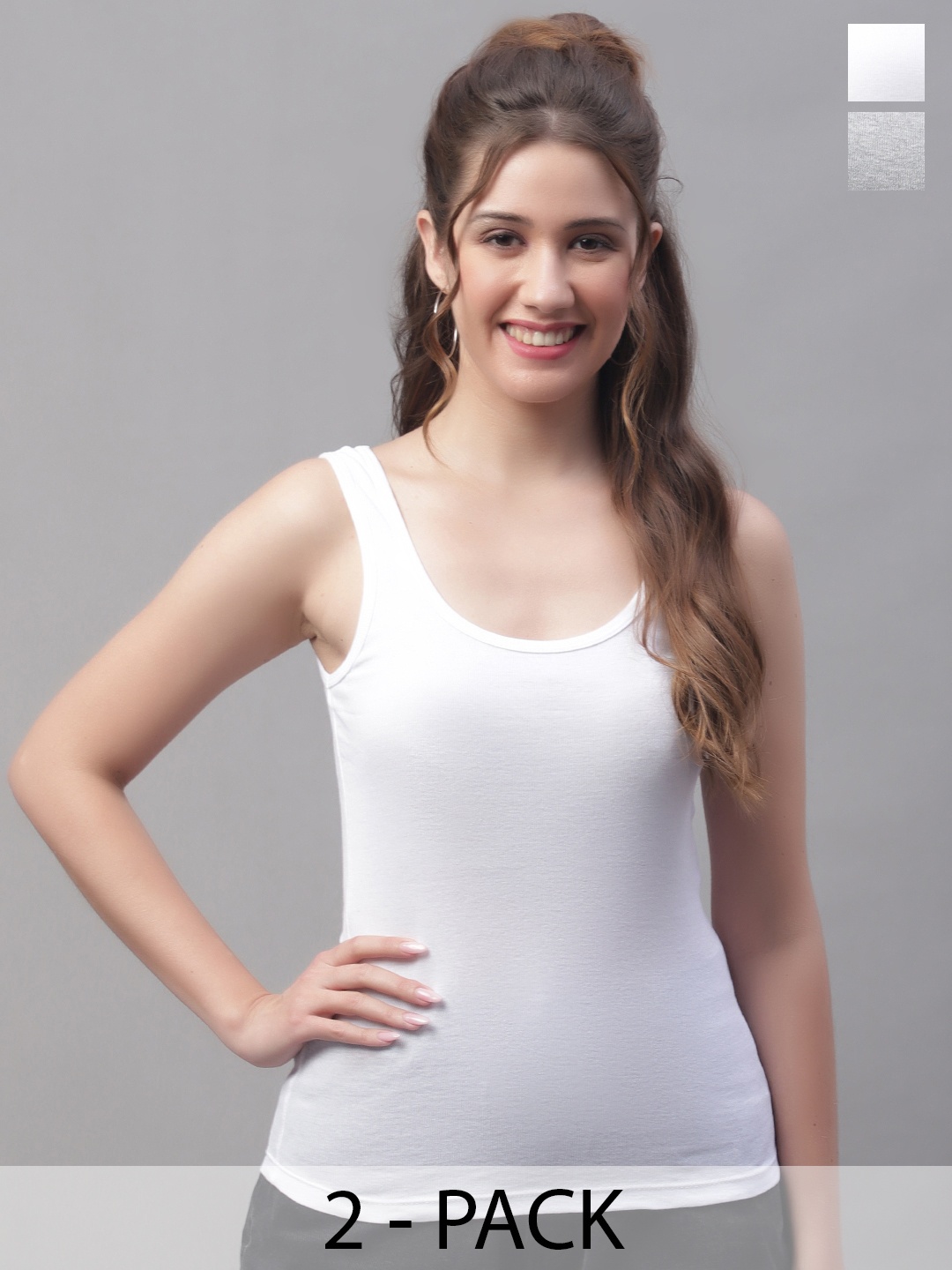 

Friskers Pack of 2 White & Grey Tank Top