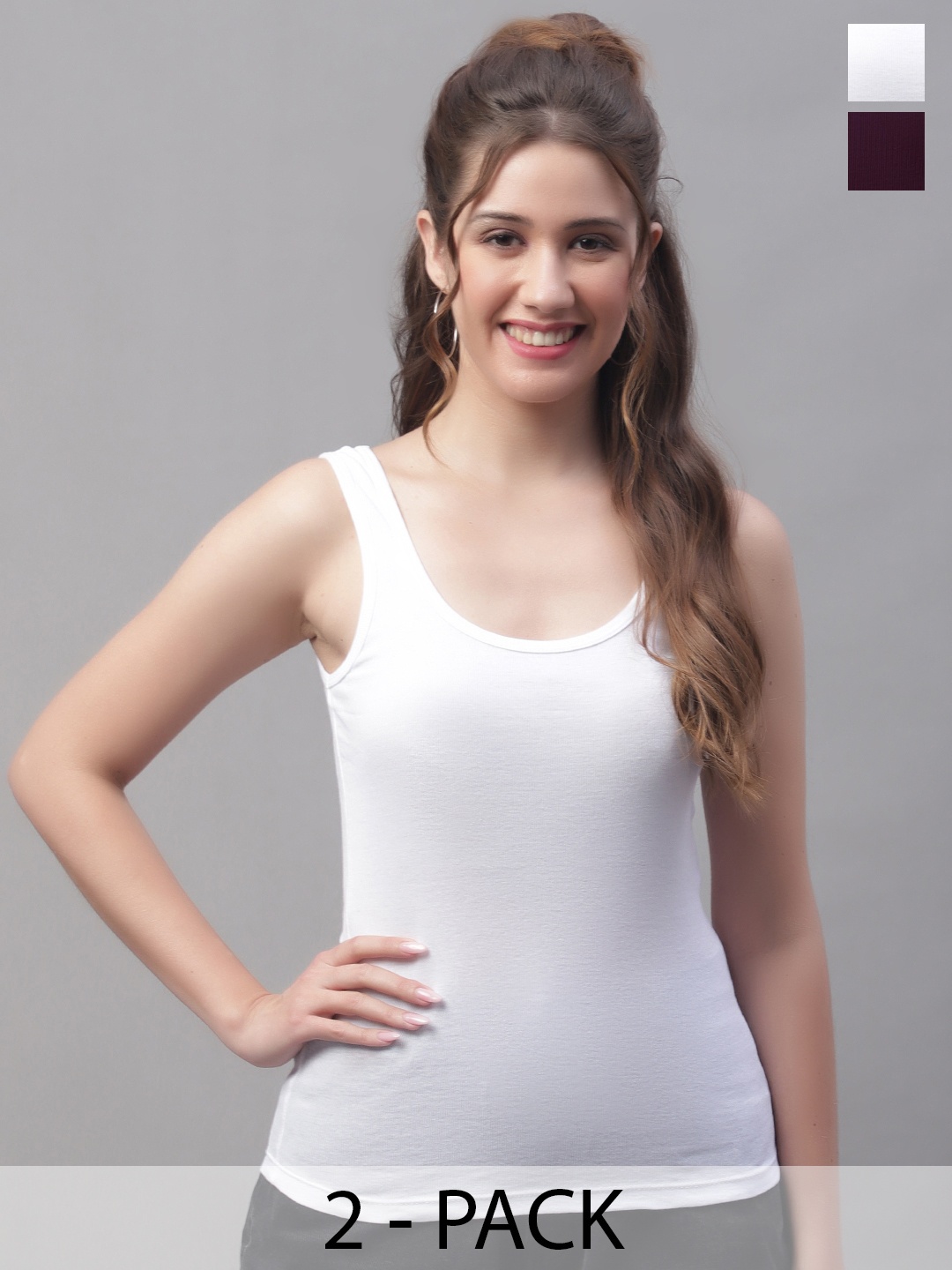 

Friskers Pack of 2 White & Purple Tank Top