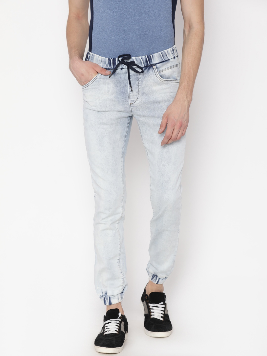 

Jack & Jones Men Blue Skinny Fit Low-Rise Clean Look Stretchable Jogger Jeans
