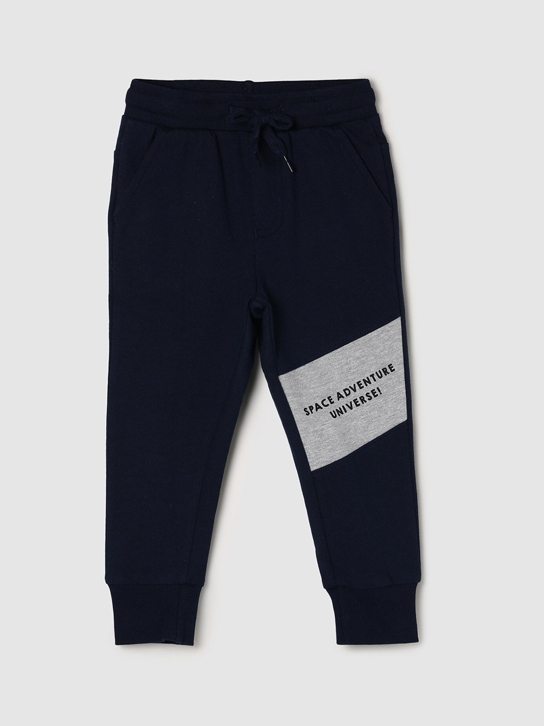 

max Boys Blue Regular Fit Printed Cotton Joggers